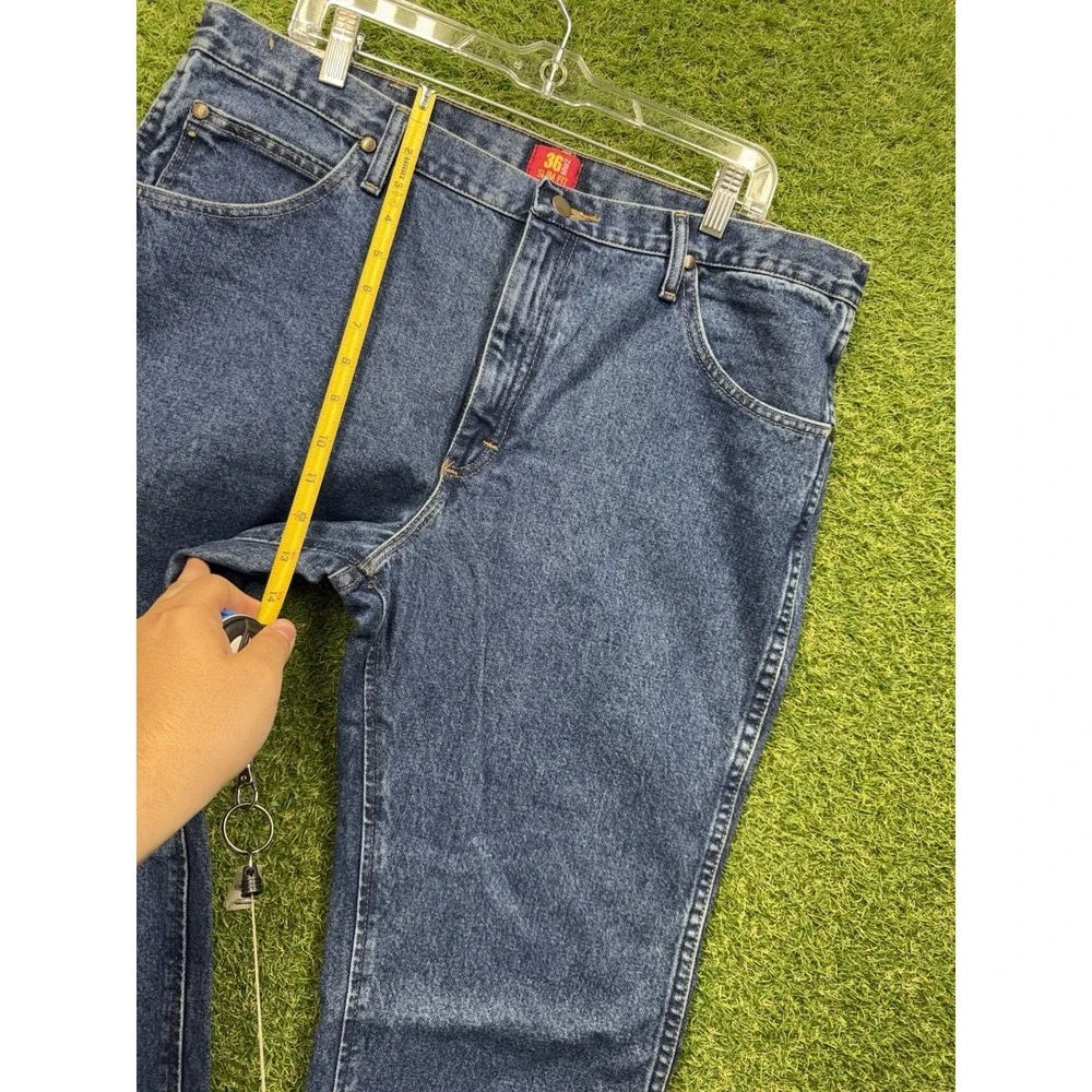 Wrangler Cowboy Cut MWZ Jeans Mens 38x32 Blue Denim Slim Fit Workwear NEW